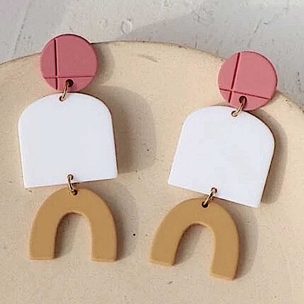 2 FOR $20 Geometric Color Block Dandle Earring